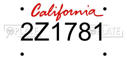 2Z1781 California License Plate