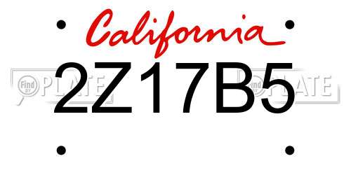 2Z17B5 California License Plate