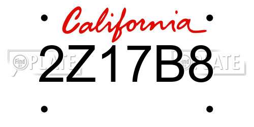 2Z17B8 California License Plate