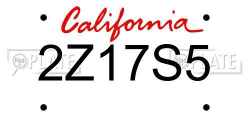 2Z17S5 California License Plate
