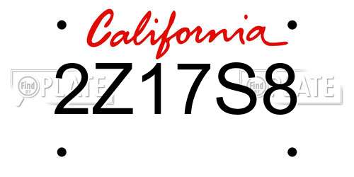2Z17S8 California License Plate