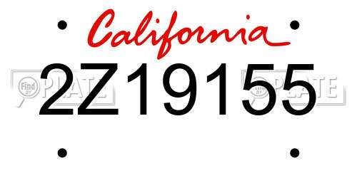 2Z19155 California License Plate