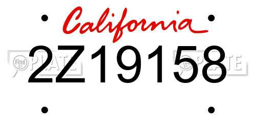 2Z19158 California License Plate