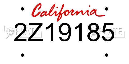2Z19185 California License Plate