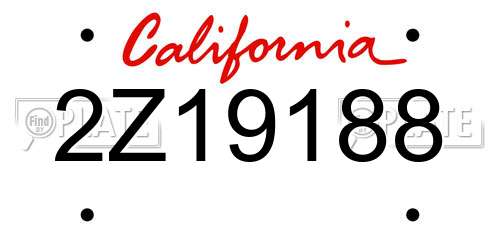 2Z19188 California License Plate