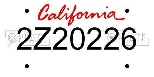 2Z20226 California License Plate