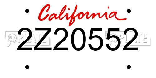 2Z20552 California License Plate