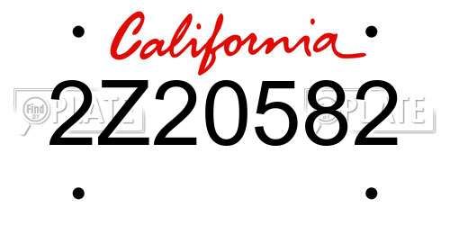 2Z20582 California License Plate
