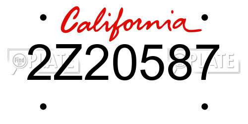 2Z20587 California License Plate