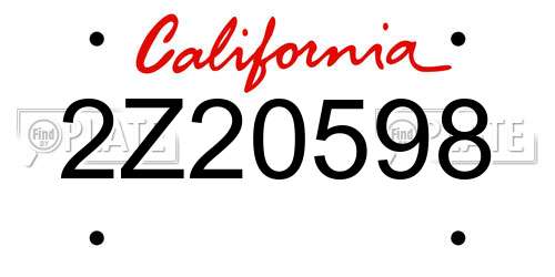 2Z20598 California License Plate