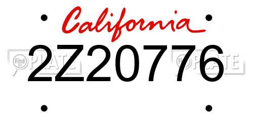 2Z20776 California License Plate