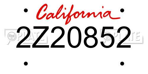 2Z20852 California License Plate