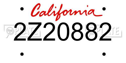 2Z20882 California License Plate
