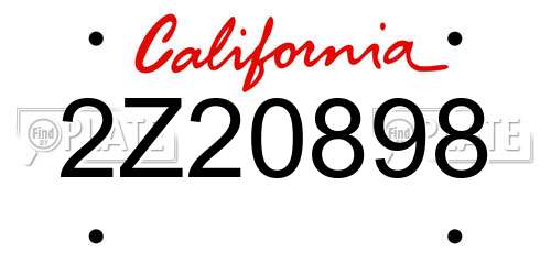 2Z20898 California License Plate