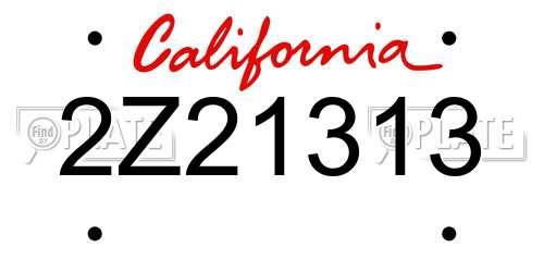 2Z21313 California License Plate
