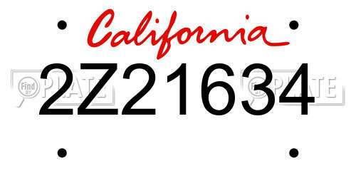 2Z21634 California License Plate