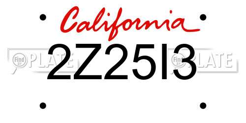 2Z25I3 California License Plate
