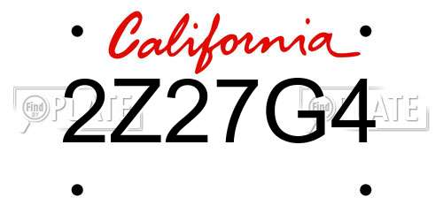 2Z27G4 California License Plate