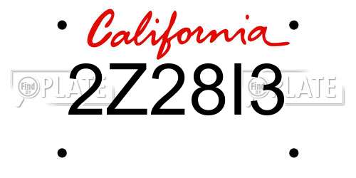 2Z28I3 California License Plate