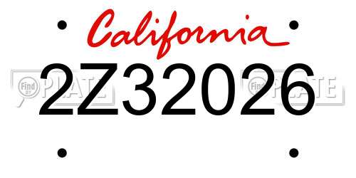 2Z32026 California License Plate