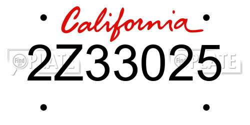 2Z33025 California License Plate
