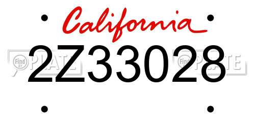 2Z33028 California License Plate