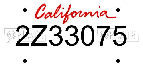 2Z33075 California License Plate