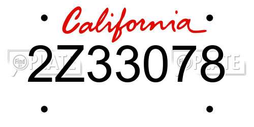 2Z33078 California License Plate