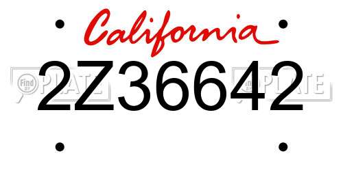 2Z36642 California License Plate
