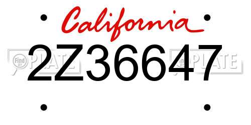 2Z36647 California License Plate