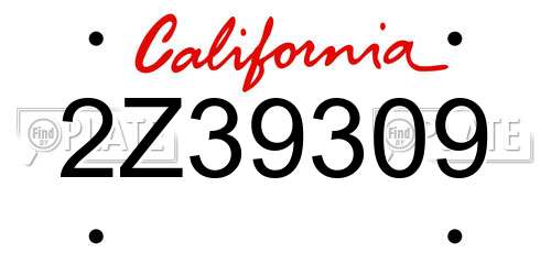 2Z39309 California License Plate