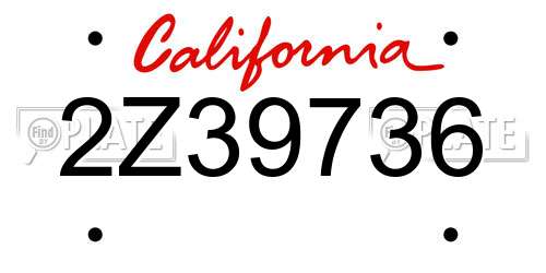 2Z39736 California License Plate