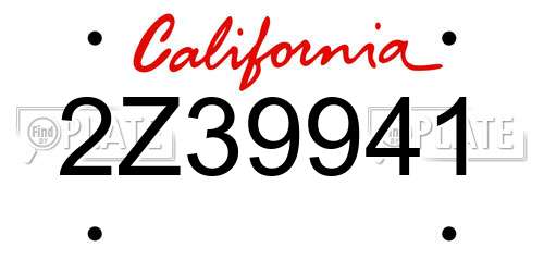 2Z39941 California License Plate