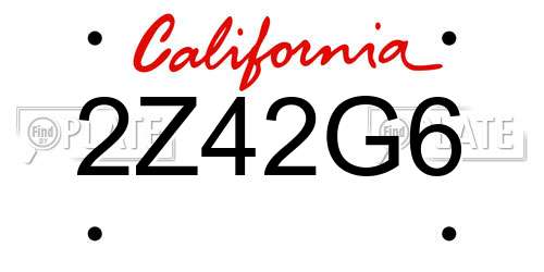 2Z42G6 California License Plate