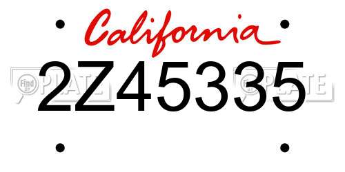 2Z45335 California License Plate