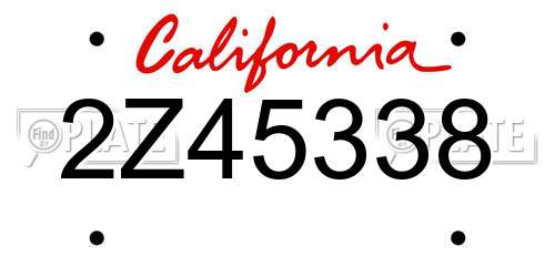 2Z45338 California License Plate