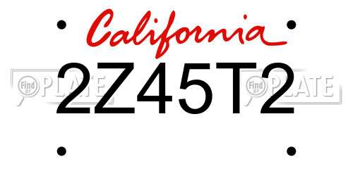 2Z45T2 California License Plate