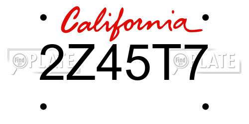 2Z45T7 California License Plate