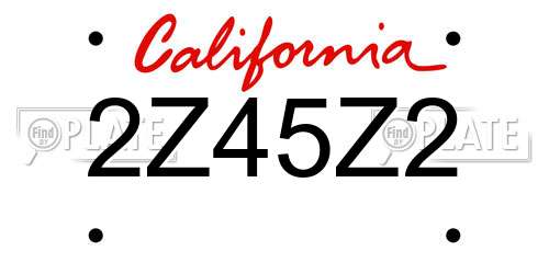 2Z45Z2 California License Plate