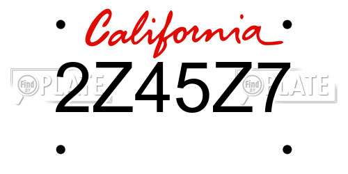 2Z45Z7 California License Plate