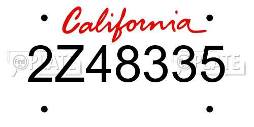 2Z48335 California License Plate