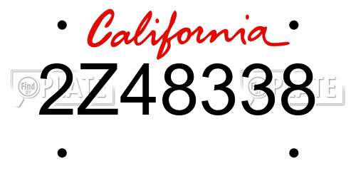 2Z48338 California License Plate