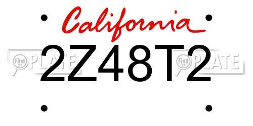 2Z48T2 California License Plate