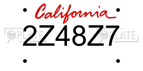 2Z48Z7 California License Plate