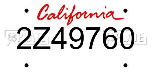 2Z49760 California License Plate