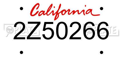 2Z50266 California License Plate