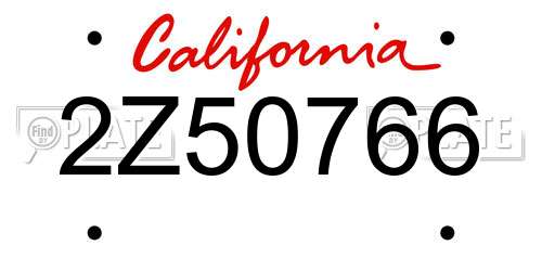 2Z50766 California License Plate