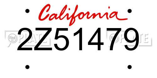 2Z51479 California License Plate
