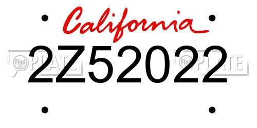 2Z52022 California License Plate