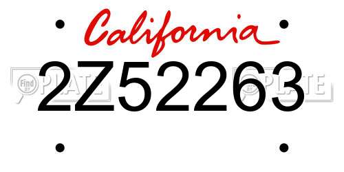 2Z52263 California License Plate